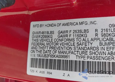 2019 Acura Tlx Tech A-Spec Pkgs from USA, damaged, VIN 19UUB2F65KA006961